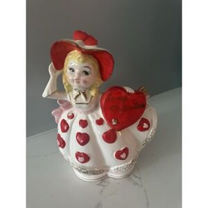 Vintage Rubens valentine heart planter girl